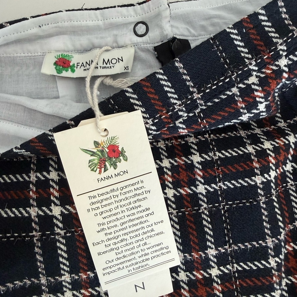 NWT Fanm Mon Navy Plaid Tweed Ruffle Skirt Set - Picture 4 of 15